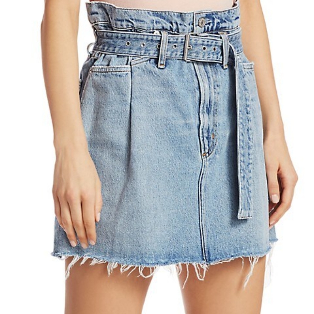 Agolde Reworked Blue Paperbag Cutoff Skirt Size 27